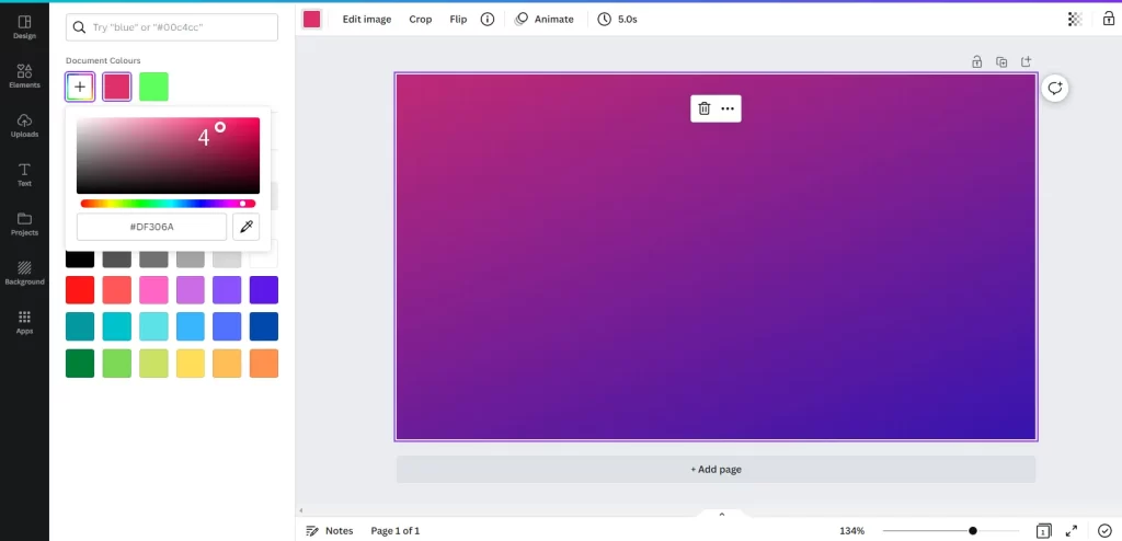 Add Gradient background in Canva
