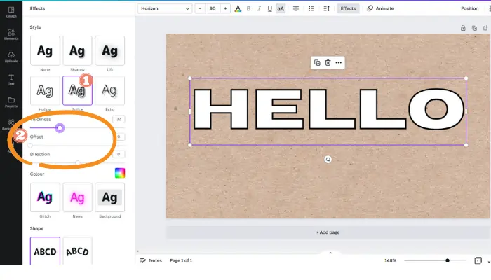 Customize Offset, Thickness in Outline text