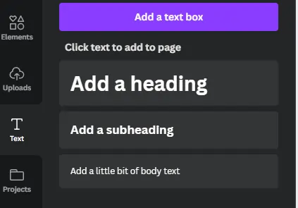 open text tab in canva