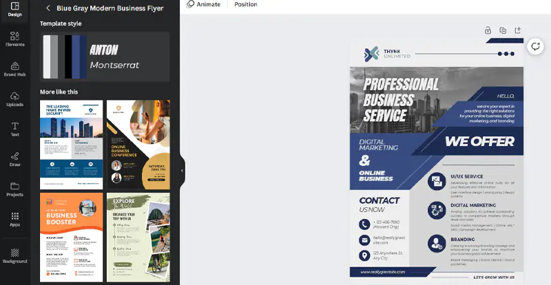 choosing a design template in Canva