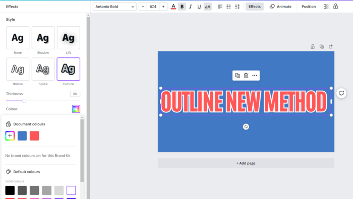 Outline Font On Canva