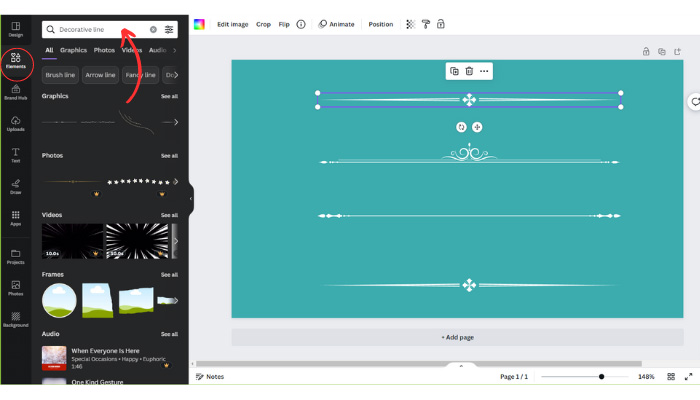Draw a Decorative Line in Canva
