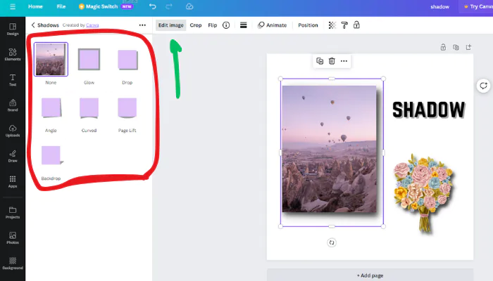 canva drop shadow text images