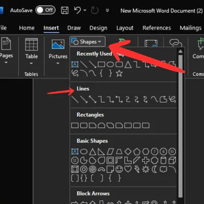 find line in ms word