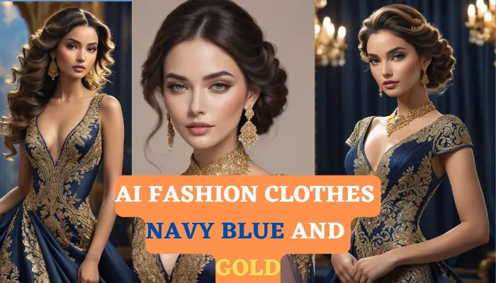 AI Fashion Clothes navy blue and gold