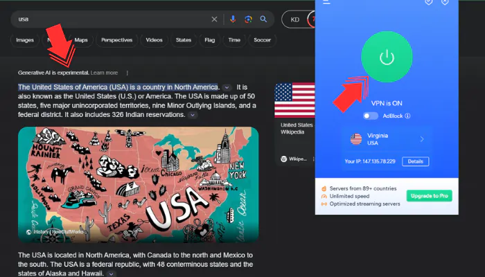 Google USA Search Engine URL with vpn