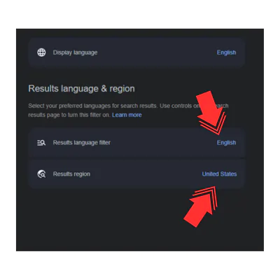 select google languages setting