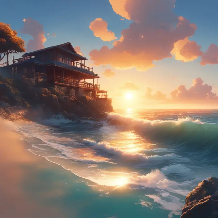 a sunset over the ocean