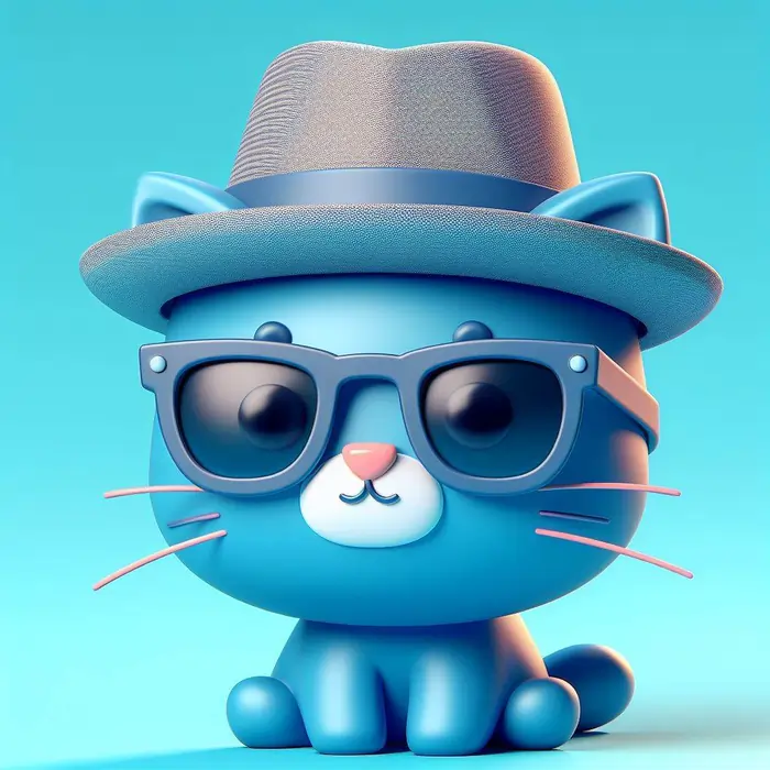 a blue cat wearing a hat