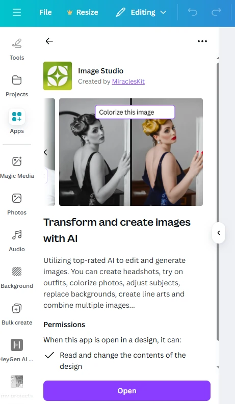 canva Magic Edit tool