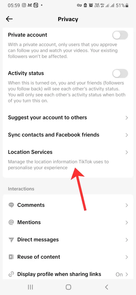 find location services on tiktok