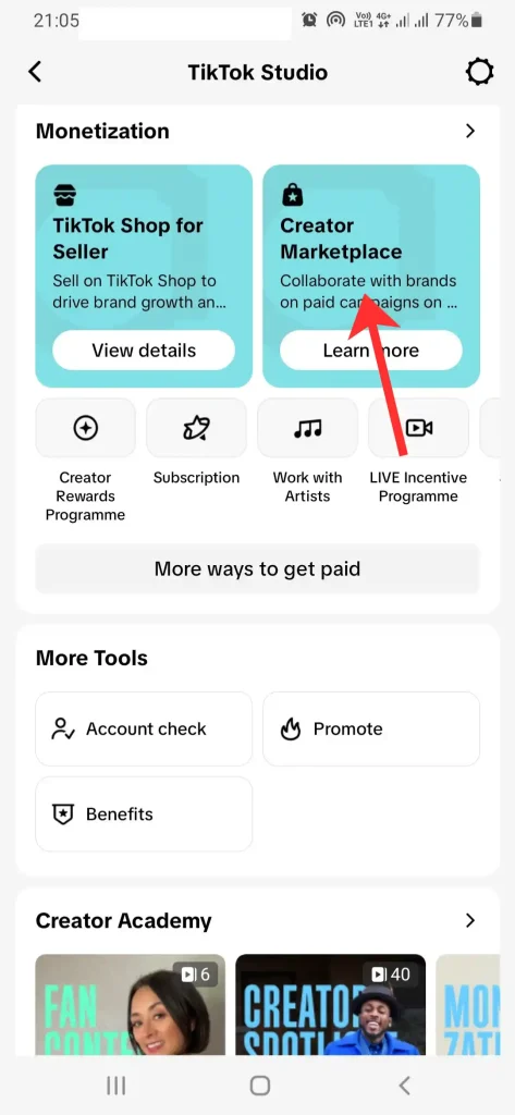 Navigate to Monetization